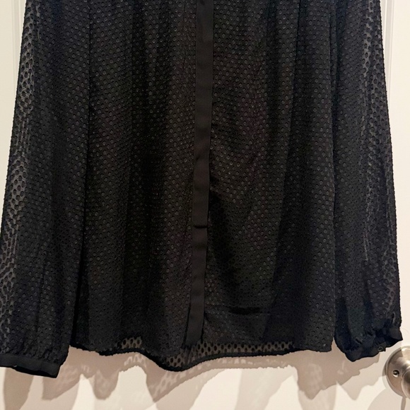 Mango Black Textured Sheer Blouse – Long Sleeve, Elegant & Lightweight - Picture 2 of 7